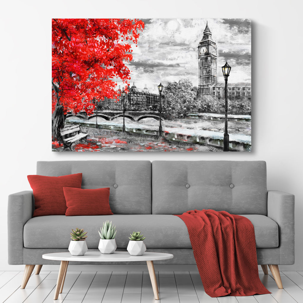 Stunning Red Autumn Tree Wall Art Canvas (READY TO HANG) - by Tailored Canvases