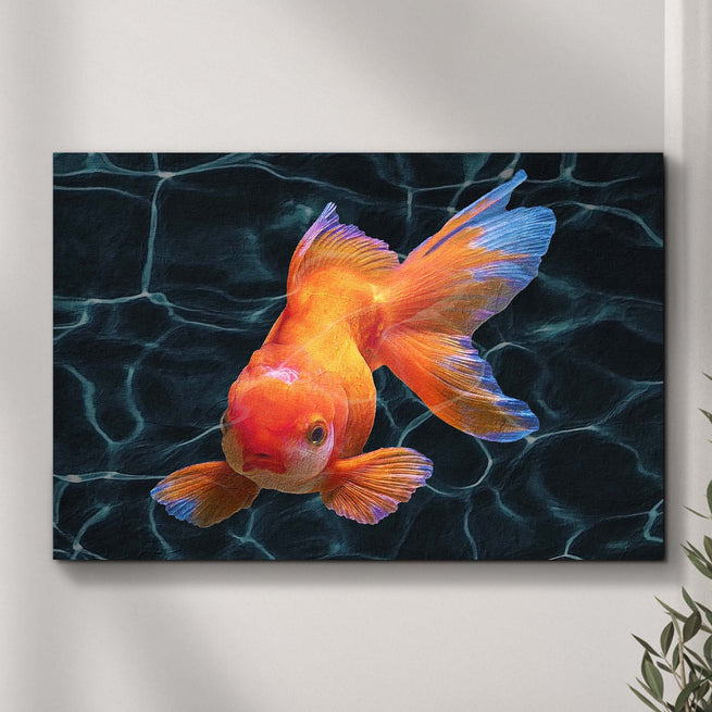 Goldfish Water Waves Painting Canvas Wall Art - Wall Art Image by Tailored Canvases