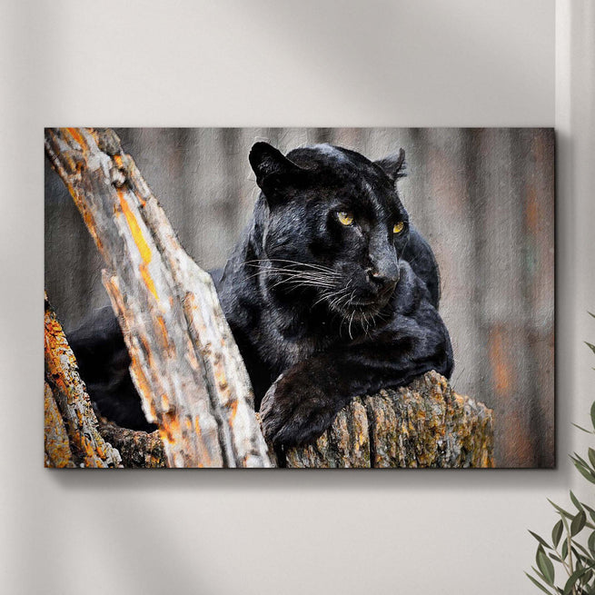 Black Panther Resting On The Branch Canvas Wall Art - Wall Art Image by Tailored Canvases