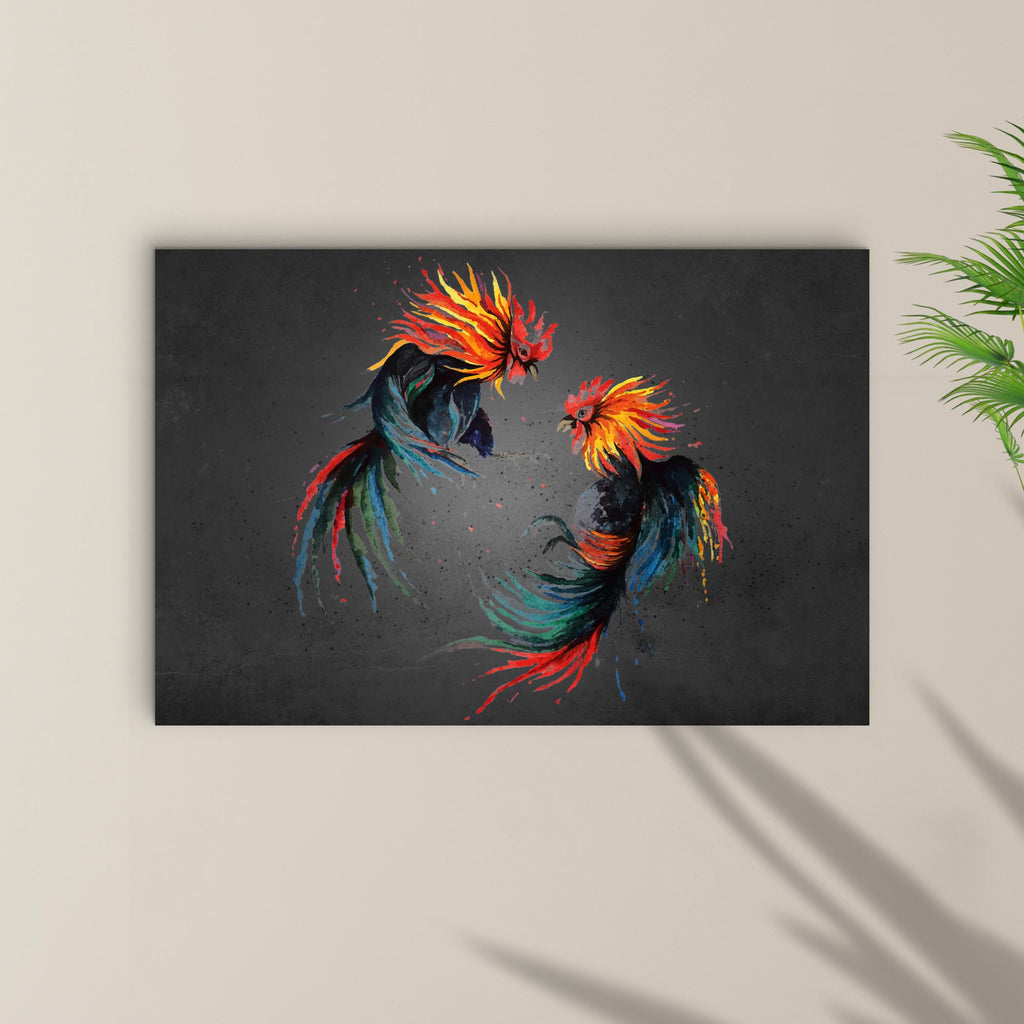 Fighting Rooster Chicken Canvas Wall Art - Image by Tailored Canvases