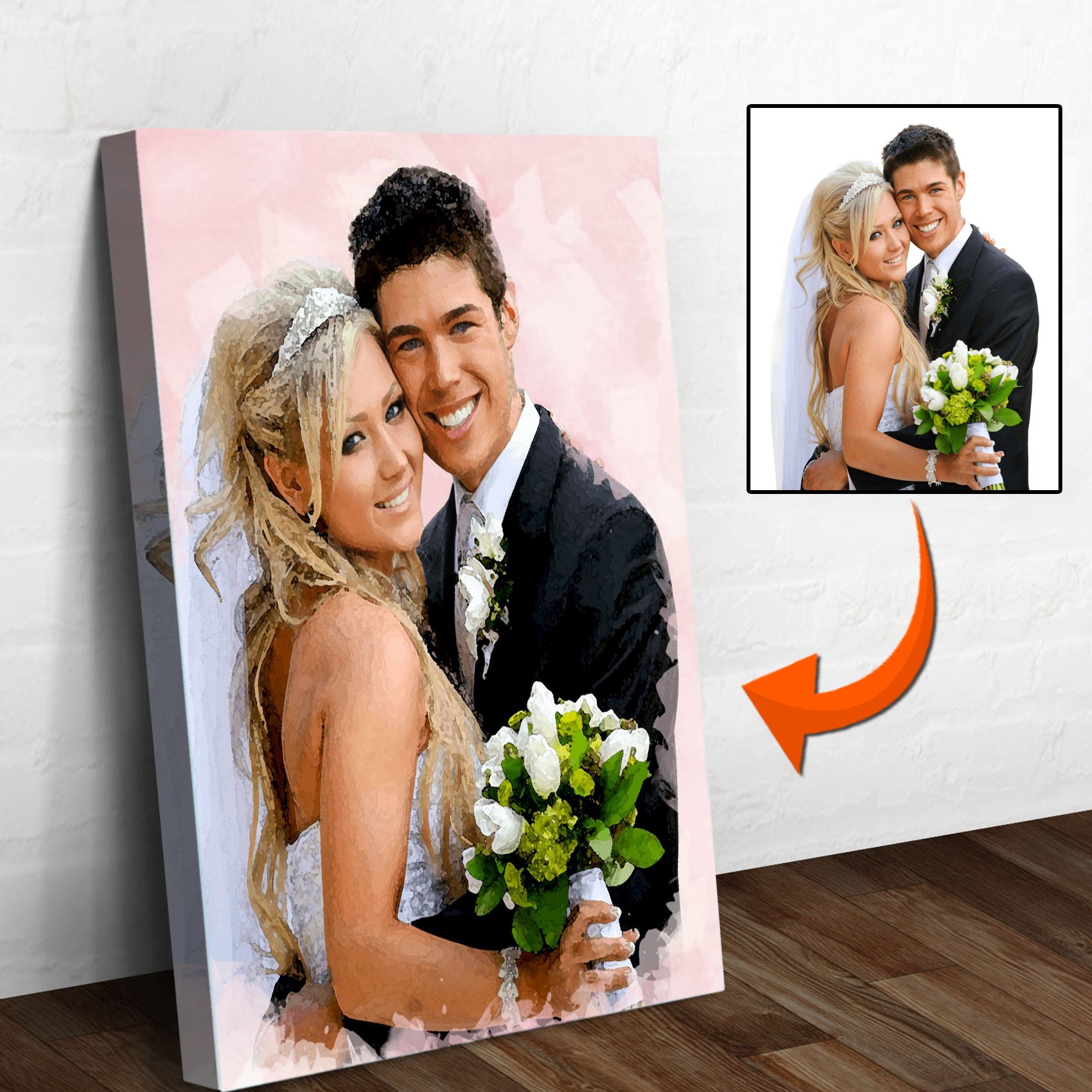 Image of Couple Watercolor Sign | Customizable Canvas