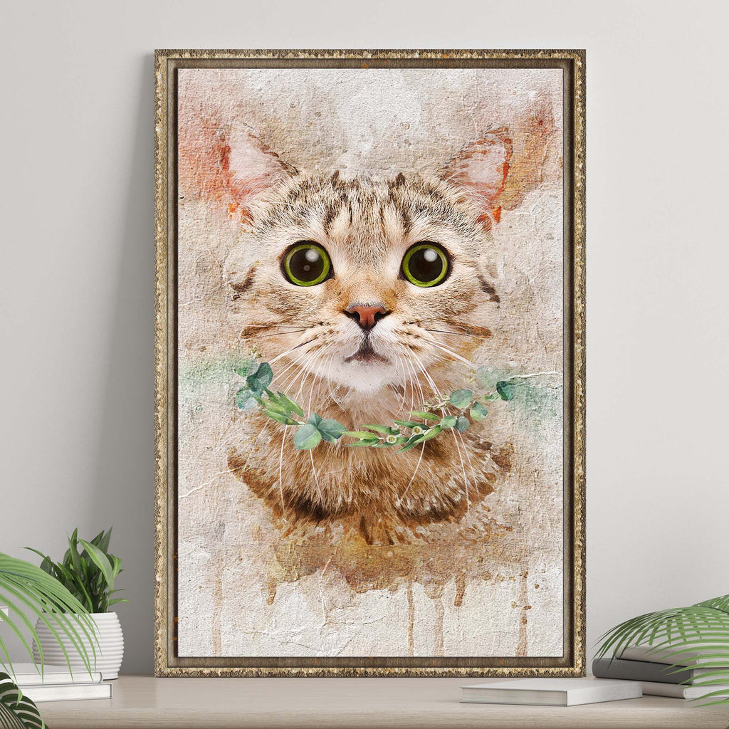 Watercolor Tabby Cat Canvas Wall Art - Image by Tailored Canvases