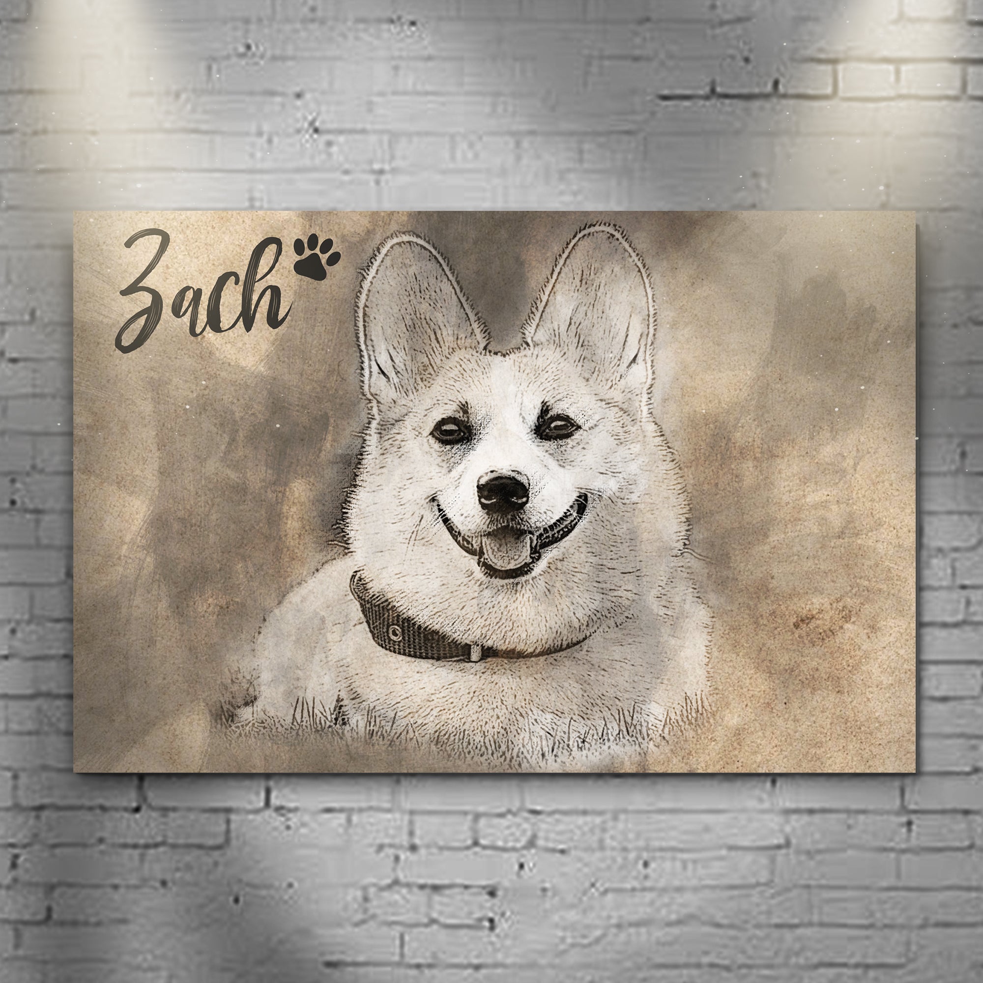 Image of Pet Portrait Pencil Drawing Sign | Customizable Canvas s A W, O AW e g g, 