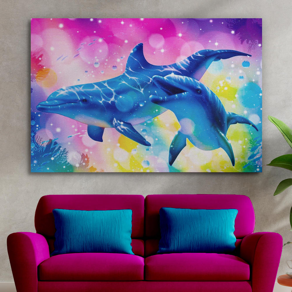 A Lovely Dolphins Canvas Wall Art - by Tailored Canvases