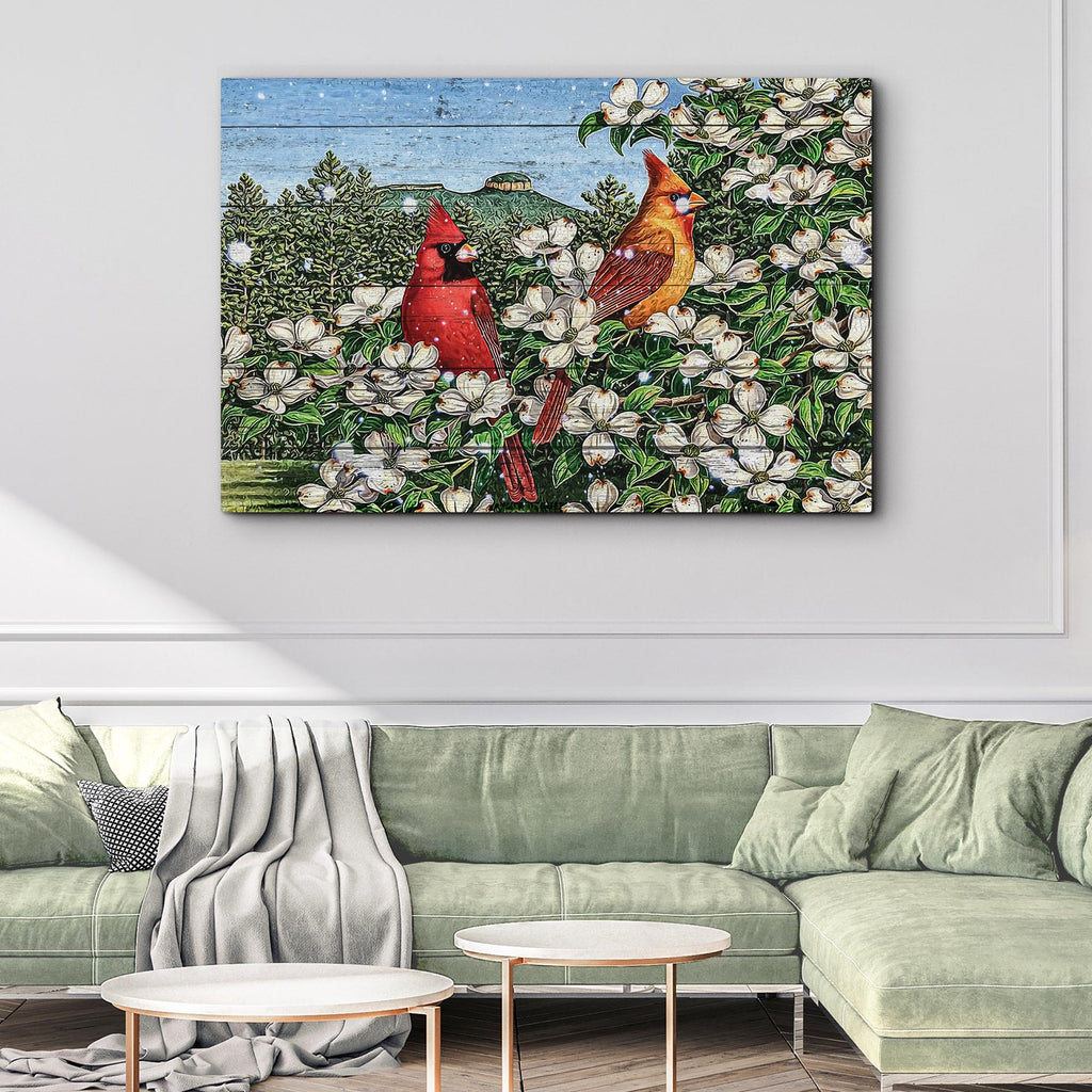 Winter Cardinals And Dogwood Canvas Wall Art - by Tailored Canvases