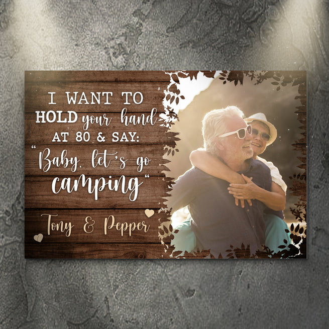 I Want To Hold Your Hand At 80 Sign | Customizable Canvas - Image by Tailored Canvases