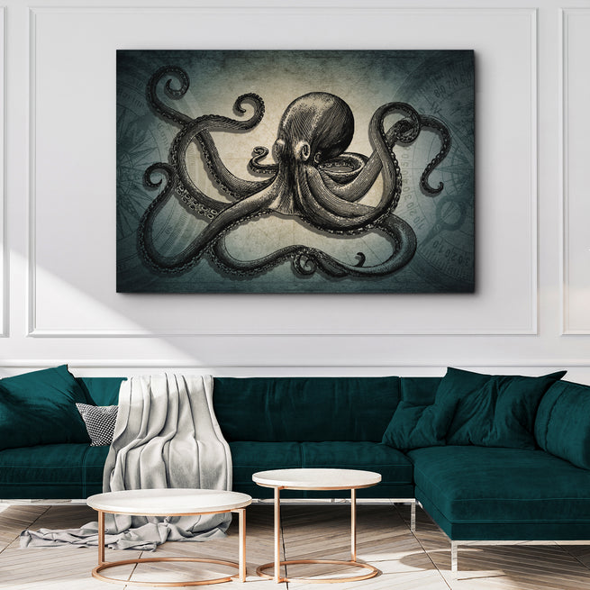 Octopus Coastal Canvas Wall Art - Image by Tailored Canvases