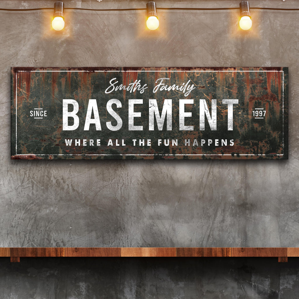 Family Basement Sign (READY TO HANG) - FREE SHIPPING - Wall Art Image by Tailored Canvases