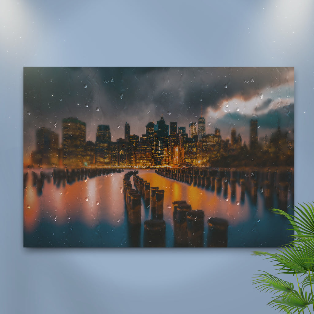 Rainy City Skyline Art Canvas (READY TO HANG) - by Tailored Canvases