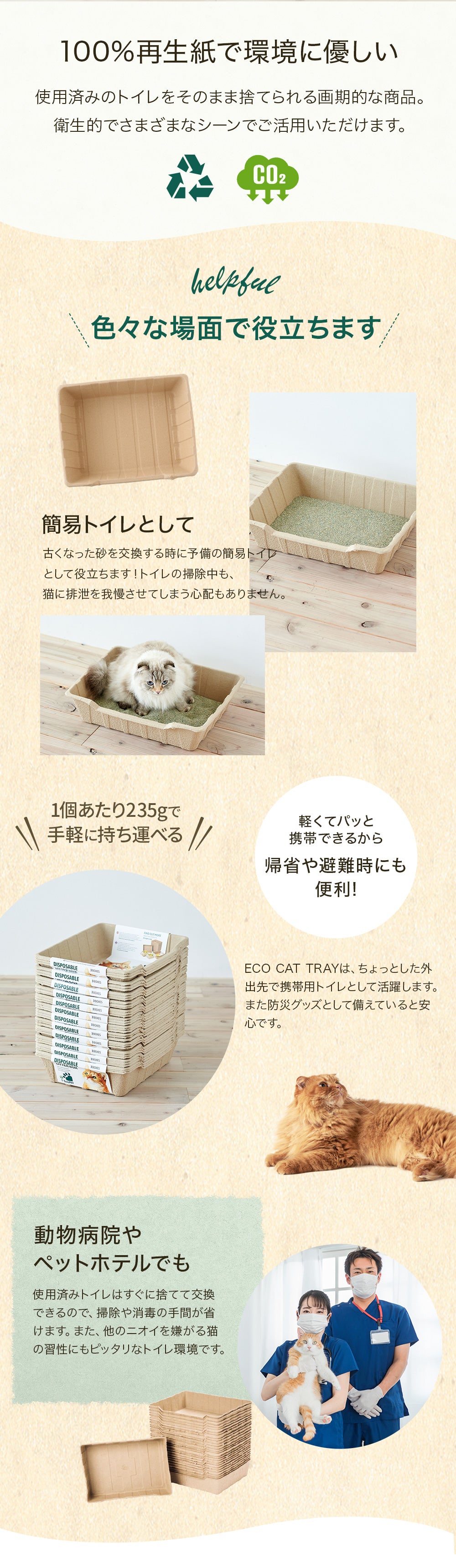 紙の猫トイレ ECO CAT TRAY(エコキャットトレー) 3枚組