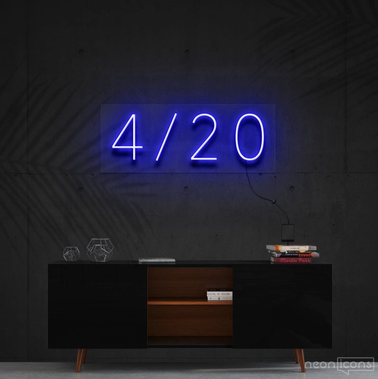 "Four Twenty" Neon Sign 60cm (2ft) / Blue / Cut to Shape by Neon Icons