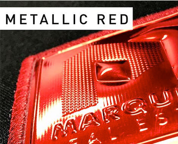 brandshield metallic red with embroidered patches