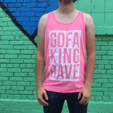 boy wearing a tank top with screen printing on the front