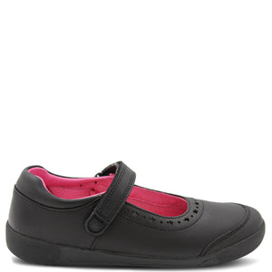 web fax Alfabeto Clarks Betty Girls Velcro Black Leather School Shoes - Manning Shoes