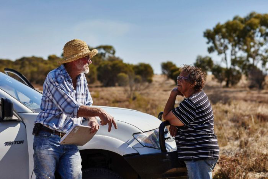 Mount Zero co-founder Neil Seymour with local Wotjobaluk Elder elder Aunty Nancy Harrison. Photo Credit: Linsey Rendell