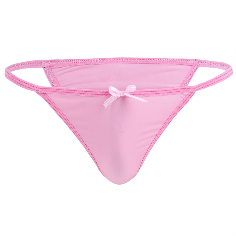 Pink Sissy Thong Panties With Cute Bow – Cuck In Chastity