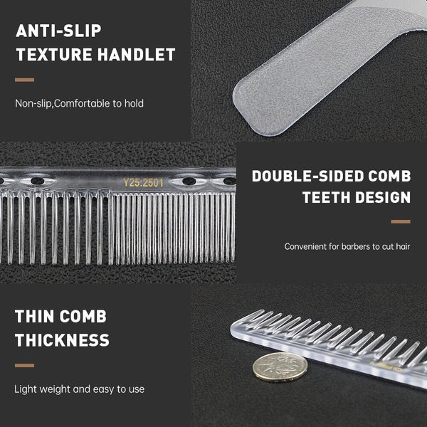 CestoMen Anti-Slip Handle Transparent Comb Set