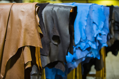 Animal leather in a tannery