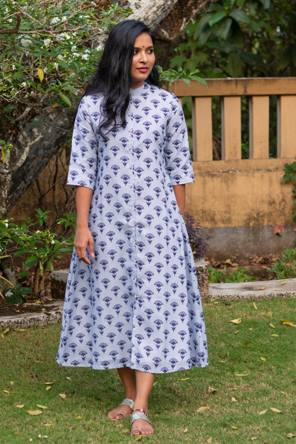 海外花系 Pleated Open Shirt Dress indigo | www.tegdarco.com