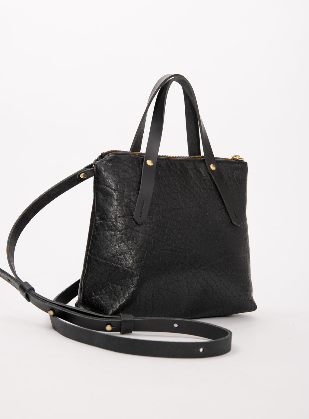 Leather minimalist tote bag MOLSON model brown