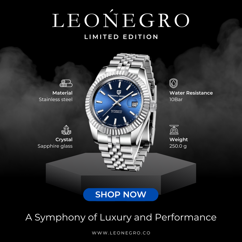 leonegro Pagani Design PD-1645 Datejust New Mechanical Men Wrist Watch Automatic Retro Watches Men Waterproof Black Full-Steel Watch Clock