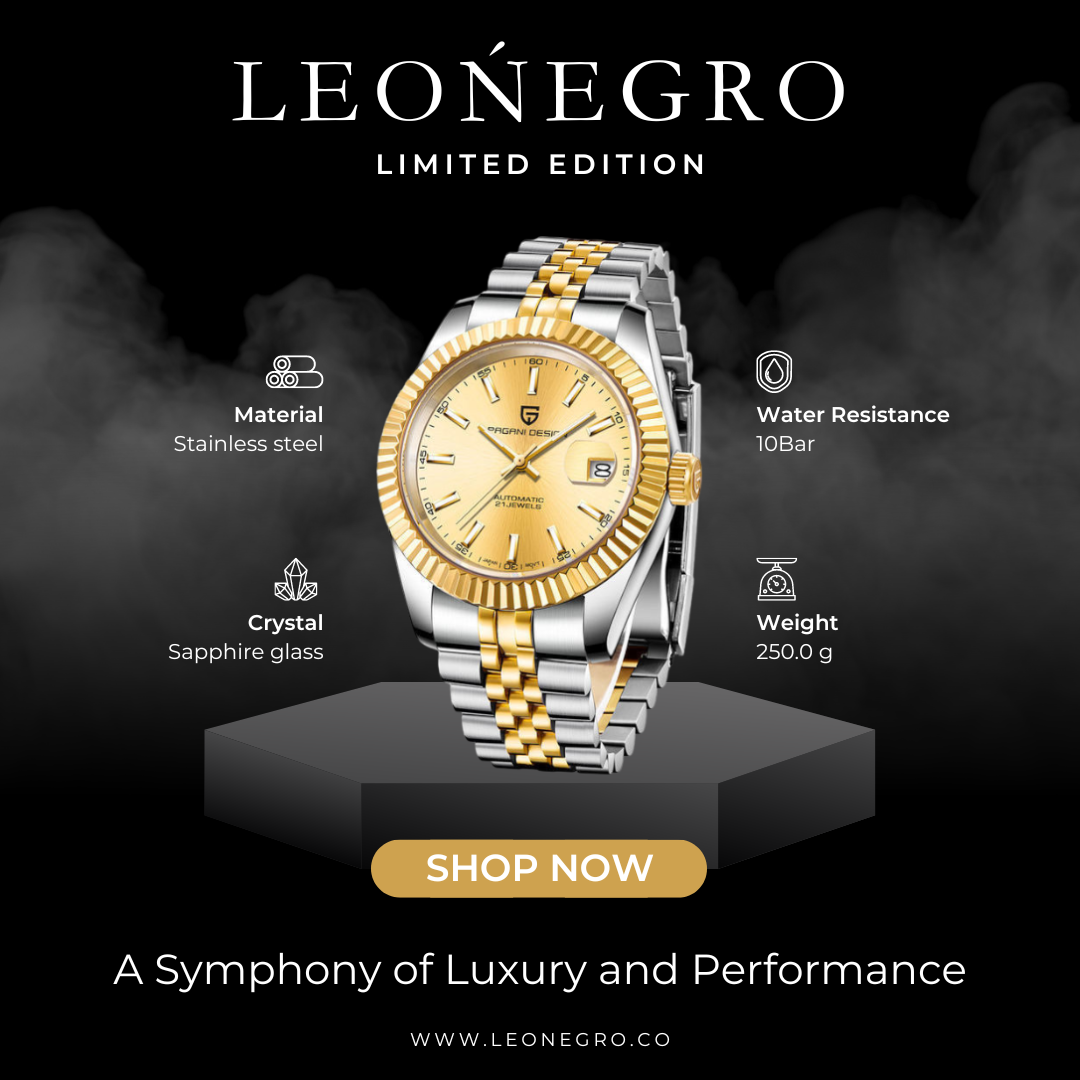 leonegro Pagani Design PD-1645 Datejust New Mechanical Men Wrist Watch Automatic Retro Watches Men Waterproof Black Full-Steel Watch Clock