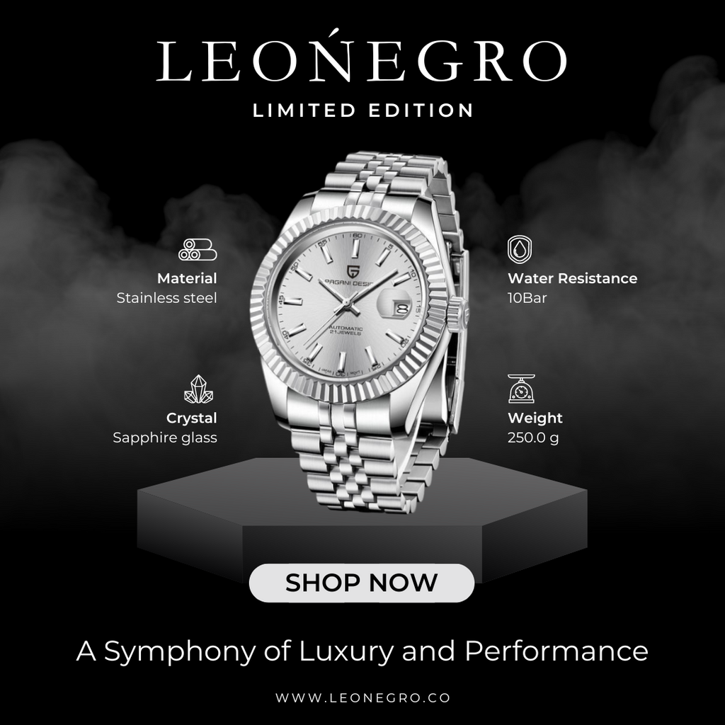 leonegro Pagani Design PD-1645 Datejust New Mechanical Men Wrist Watch Automatic Retro Watches Men Waterproof Black Full-Steel Watch Clock