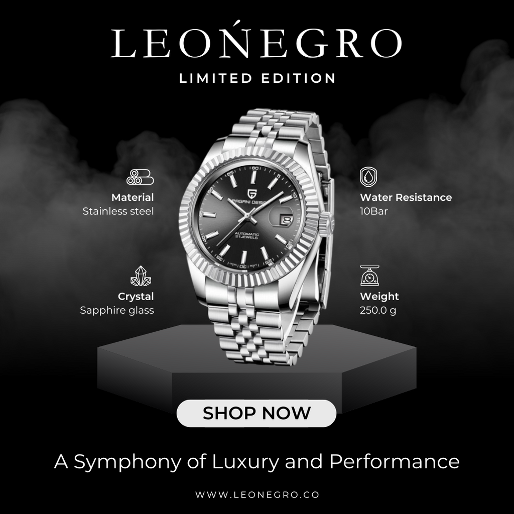 leonegro Pagani Design PD-1645 Datejust New Mechanical Men Wrist Watch Automatic Retro Watches Men Waterproof Black Full-Steel Watch Clock