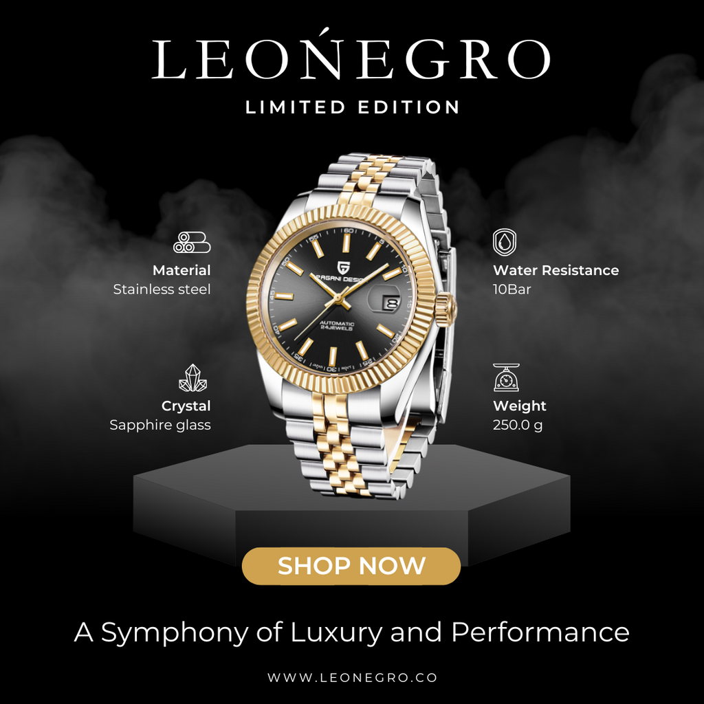 leonegro Pagani Design PD-1645 Datejust New Mechanical Men Wrist Watch Automatic Retro Watches Men Waterproof Black Full-Steel Watch Clock