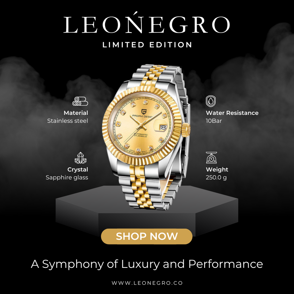 leonegro Pagani Design PD-1645 Datejust New Mechanical Men Wrist Watch Automatic Retro Watches Men Waterproof Black Full-Steel Watch Clock