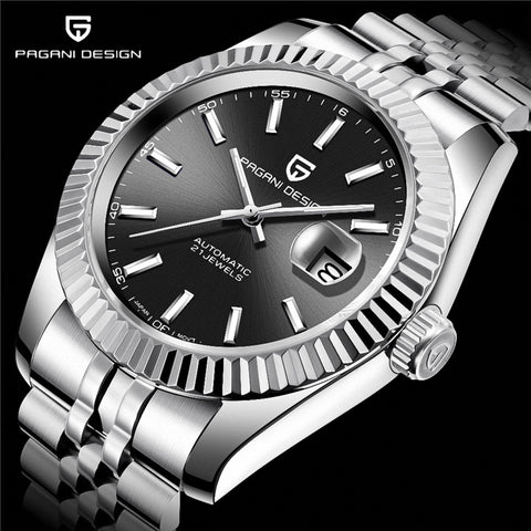 Pagani Design PD-1645 Datejust New Mechanical Men Wrist Watch Automatic Retro Watches Men Waterproof Black Full-Steel Watch Clock leonegro