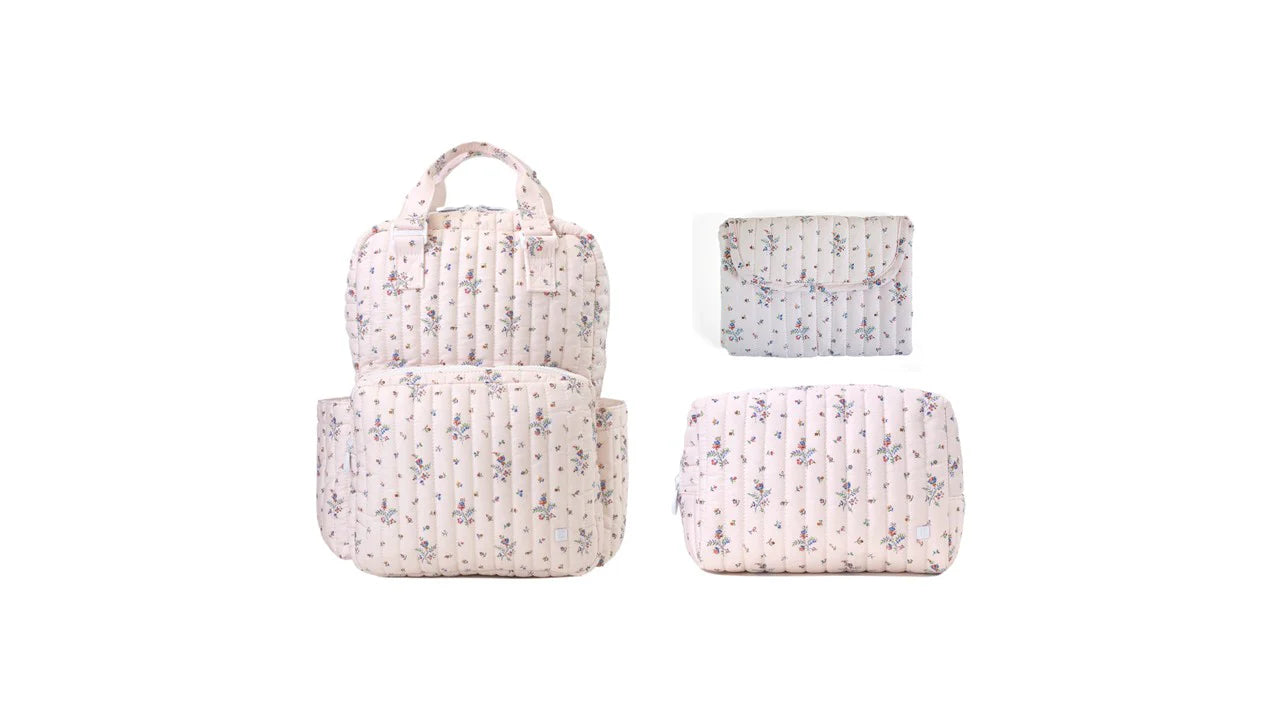 TRVL Quilted Diaper Bundle - Diaper Bag, Changing Pad & Everyday Bag