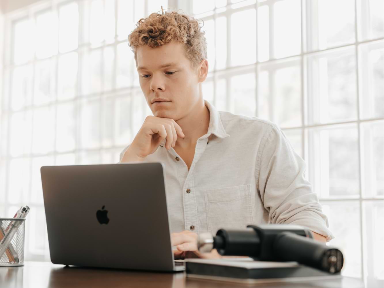 Dude looking at his laptop