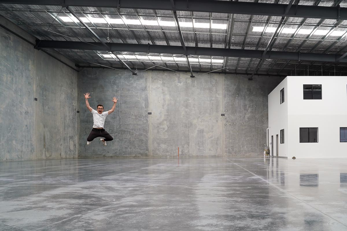 Toby Simm, Director, jumps for joy moving into the new Left Bank office