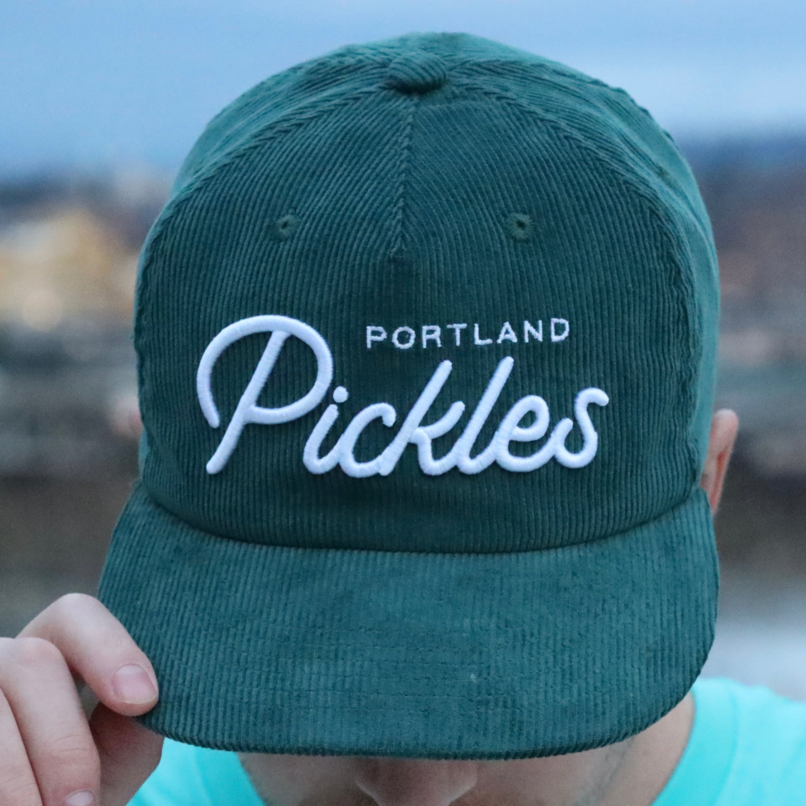 Official League x Pickles Script Corduroy Hat Forest Green - Portland Pickles Baseball product image