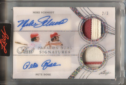 2021-22 George Brett Mike Schmidt Leaf Pearl PARAGON BLUE DUAL SIGNATU