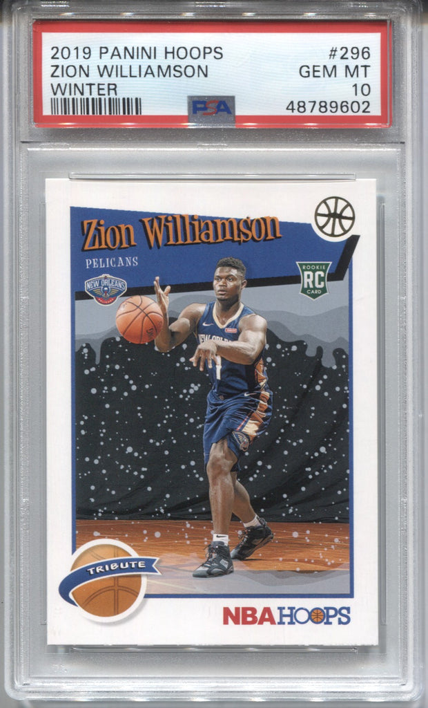 2019-20 Zion Williamson Panini NBA HOOPS WINTER TRIBUTE ROOKIE RC PSA 10  #296 New Orleans Pelicans 9602