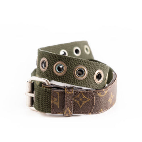 Repurposed luxury dog collar made from authentic upcycled Louis