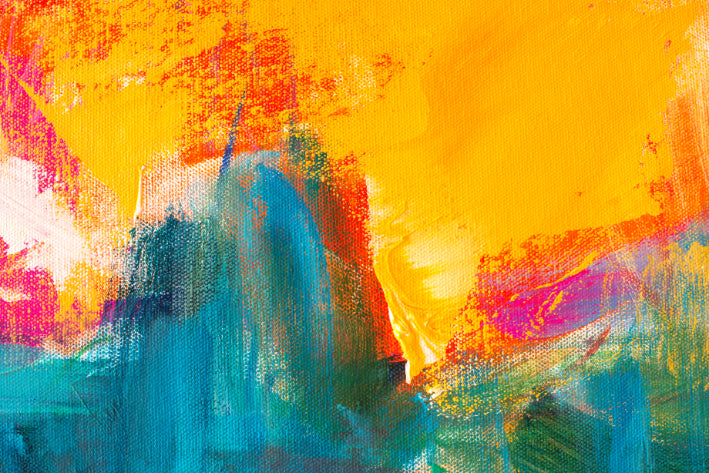 Akustikbild «Abstraktes Gemälde - Gelb- und Blautöne» 90 x 60cm | verschiedene Grössen