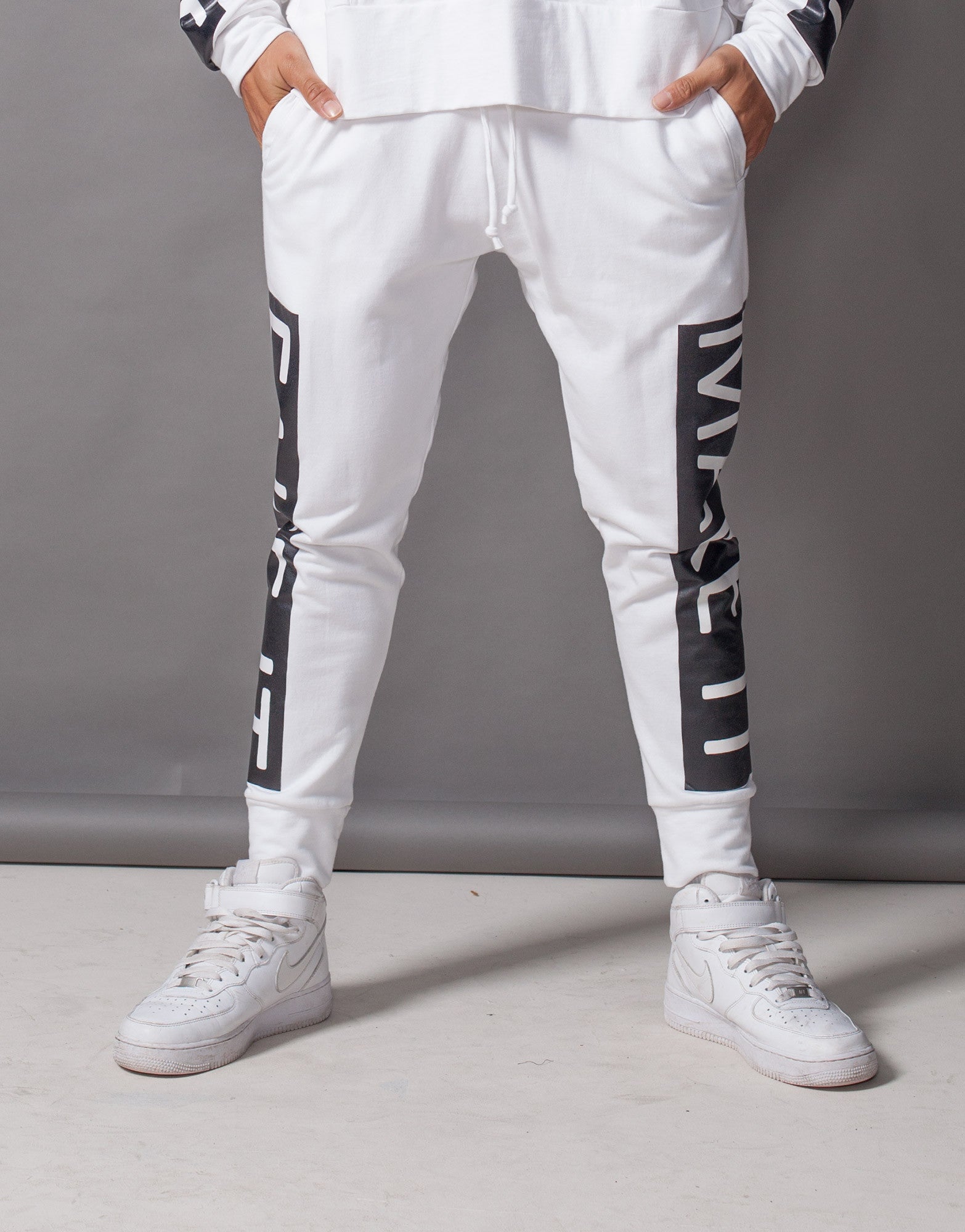 skinny white joggers