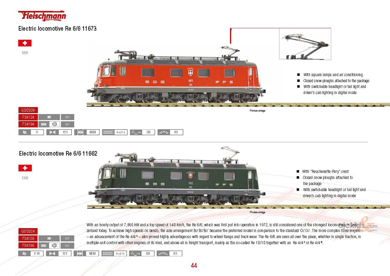 Fleischmann Electric locomotive Re 6/6 11673 and Electric locomotive Re 6/6 11662