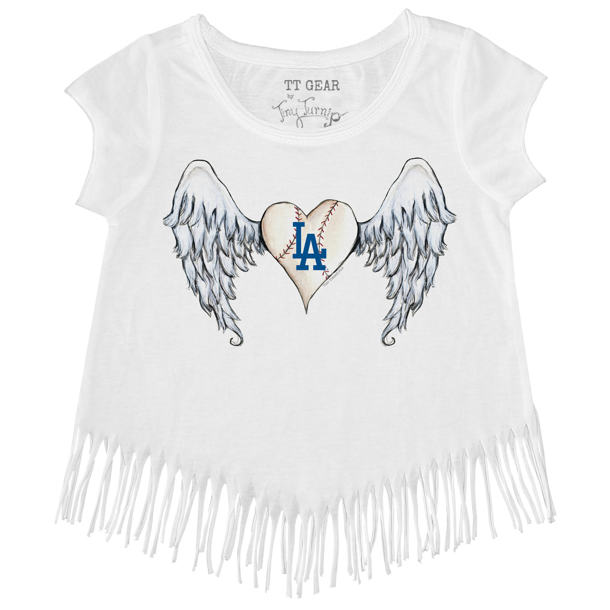 Girls Toddler Tiny Turnip White Los Angeles Dodgers Unicorn Fringe T-Shirt Size:3T