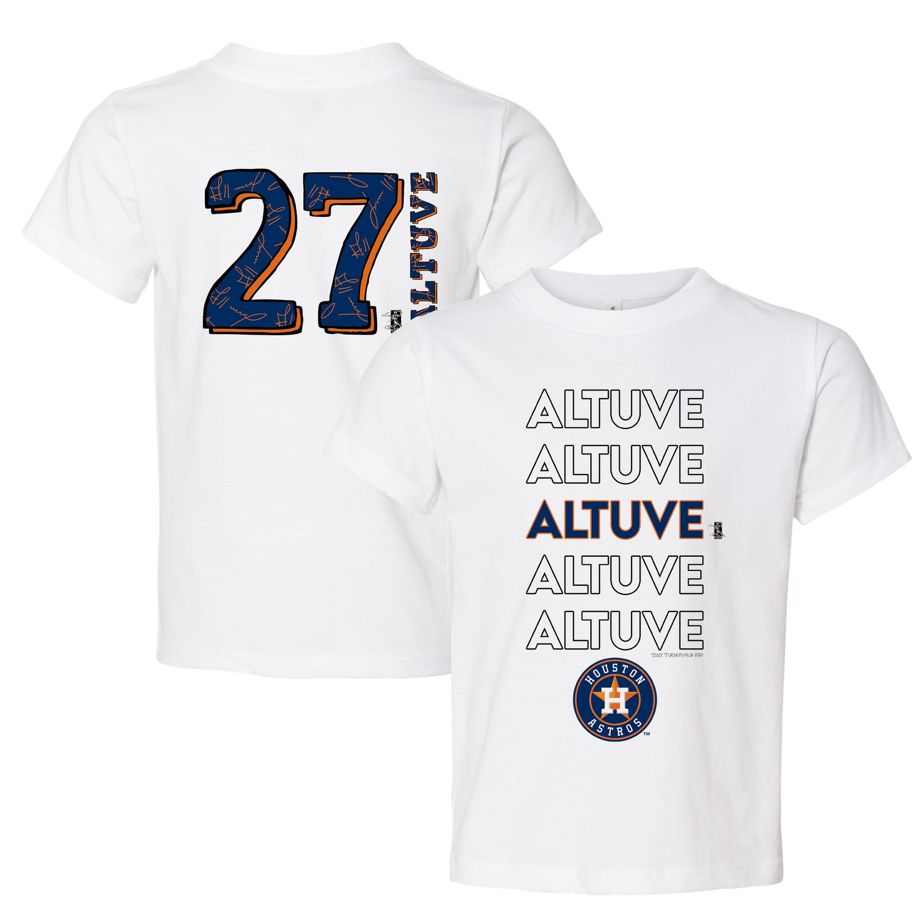 Toddler Tiny Turnip White Houston Astros Stacked T-Shirt