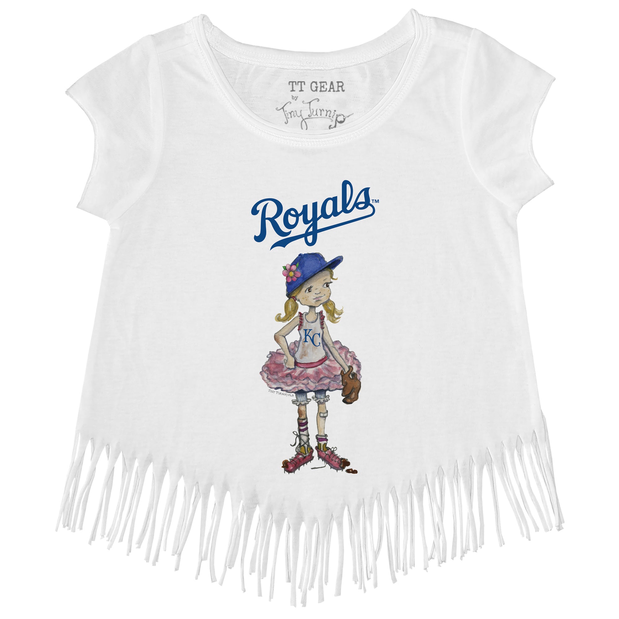 Youth Tiny Turnip White Kansas City Royals Baseball Bow T-Shirt