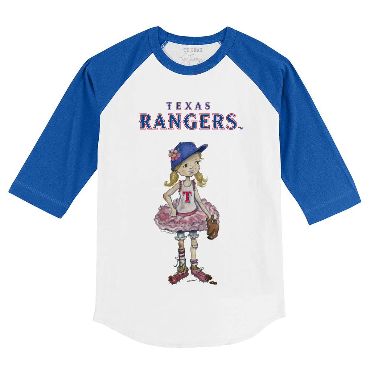 Texas Rangers Tie 3/4 Royal Blue Sleeve Raglan Youth Medium (8-10)