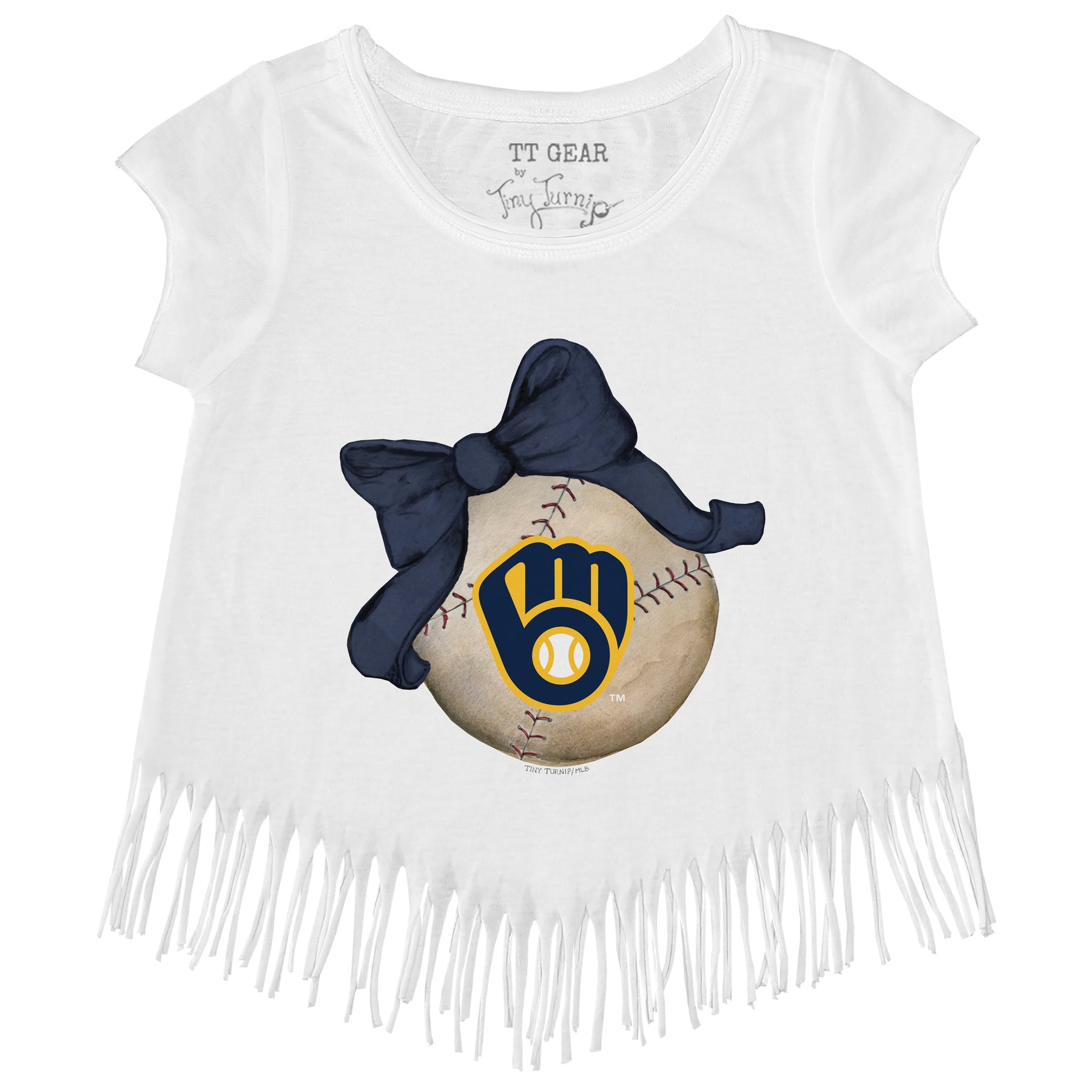 TinyTurnip Milwaukee Brewers Stitched Baseball 3/4 Navy Blue Sleeve Raglan Youth Medium (8-10)