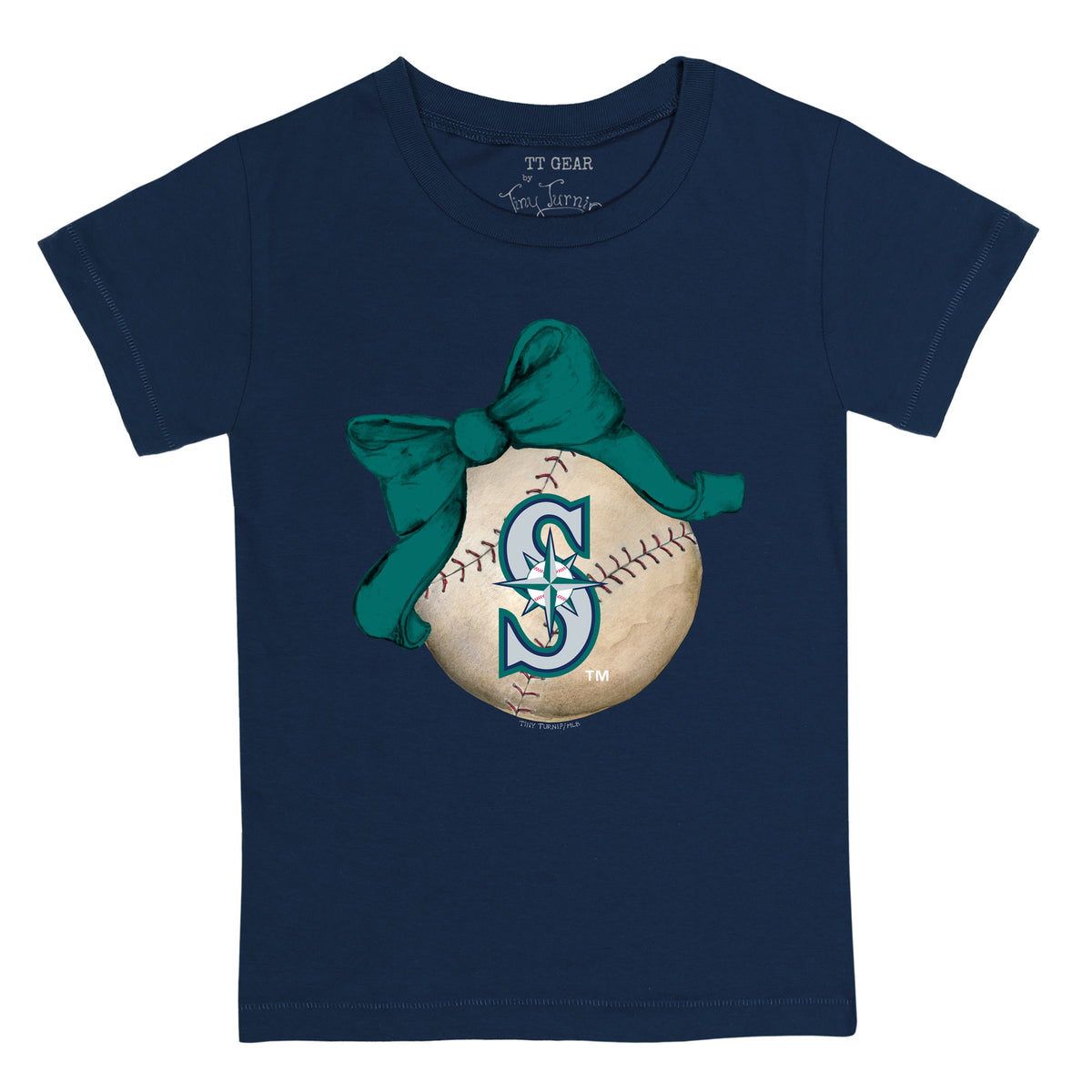 Seattle Mariners Blooming Baseballs Tee Shirt 5T / Navy Blue