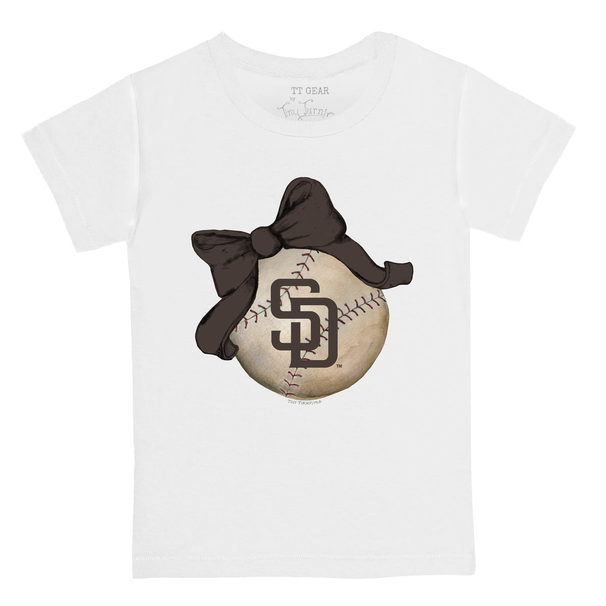 San Diego Padres Baseball Bow Tee Shirt Women's 3XL / White