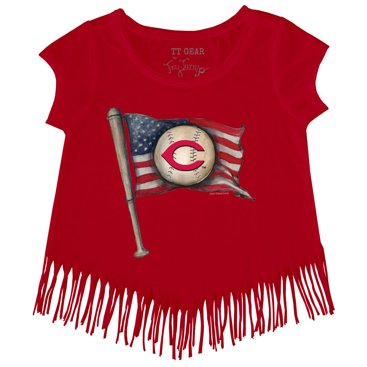 Infant Tiny Turnip White Cincinnati Reds Girl Teddy T-Shirt