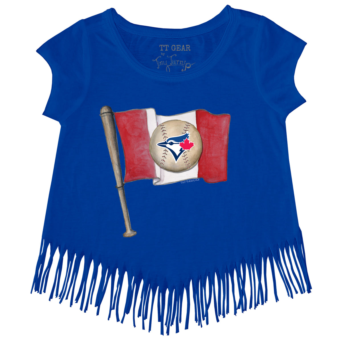 TinyTurnip Toronto Blue Jays Baseball Heart Banner 3/4 Royal Blue Sleeve Raglan Youth Medium (8-10)